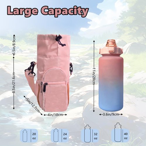 Water Bottle Sling Carrier,20/32/40 Oz Water Bottle Carrier Bag With Phone Pocket Insulated Crossbody Water Bottle Holder With Adjustable Shoulder Strap, Ideal For Hiking, Camping, And Traveling.