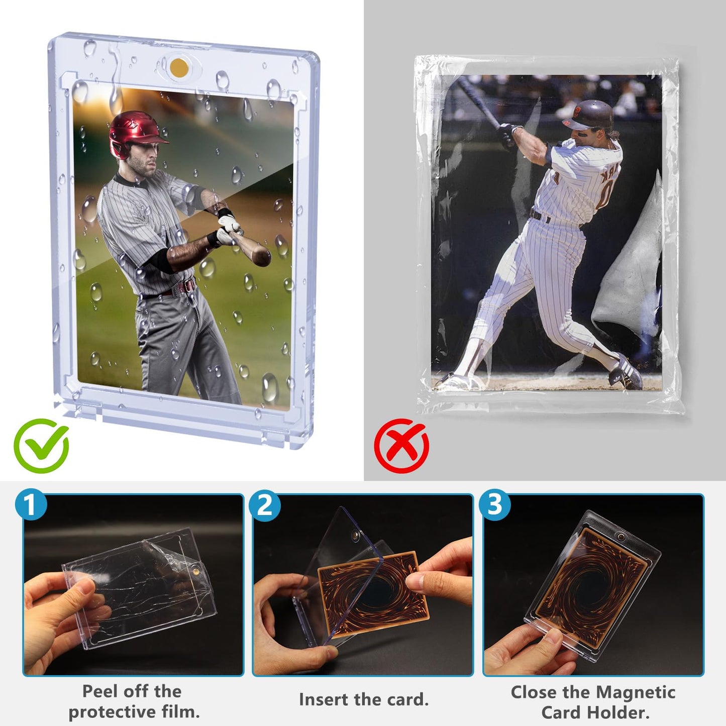 20ct Magnetic Card Holder, 35pt One Card Touch Holder for Trading Cards,Baseball Card Protectors Hard Plastic, Display Case for Collectible Cards Sport Cards Game Cards Top Loads for Cards Sleeves