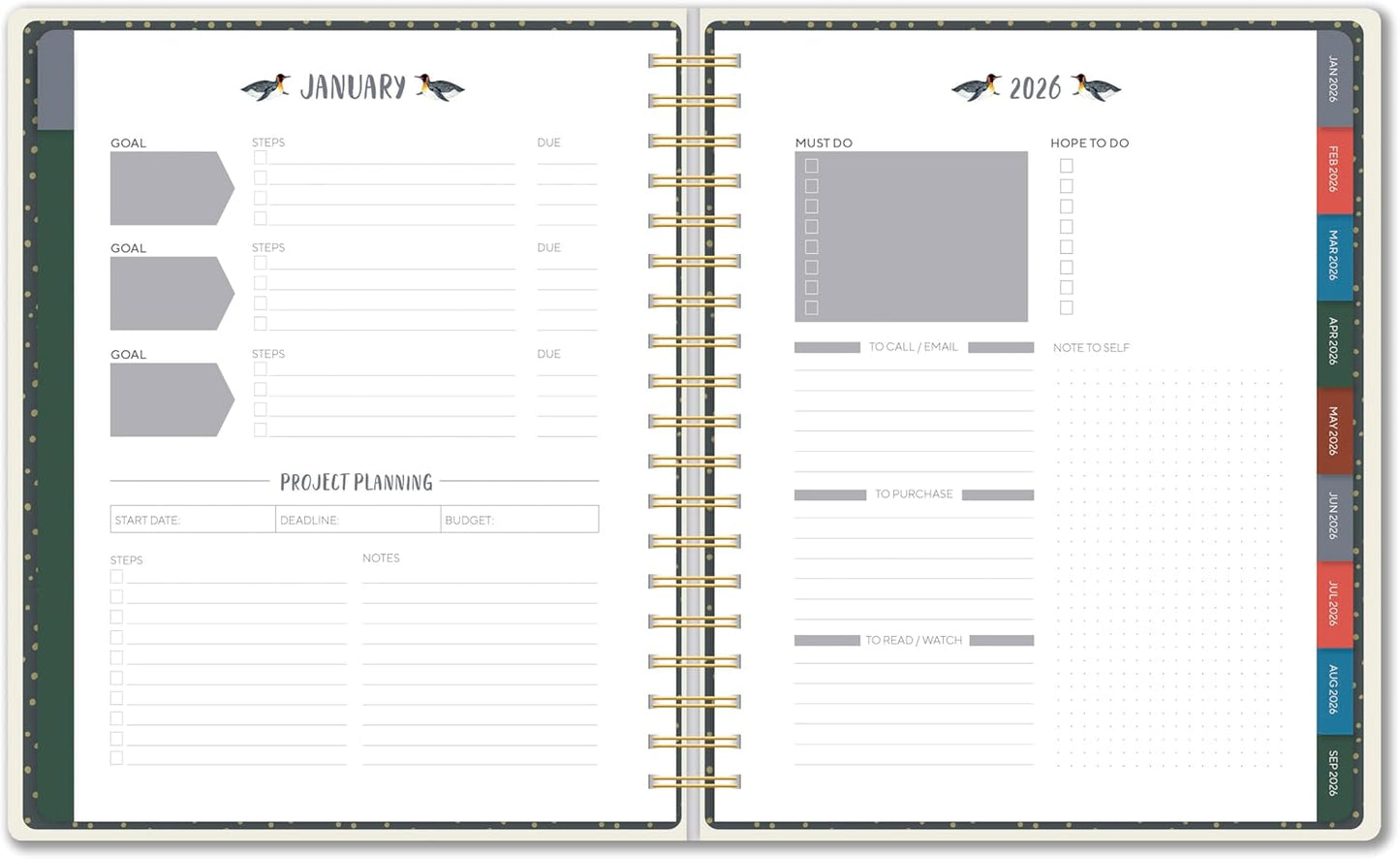 High Note Hardcover Academic Planner 2025-2026, Garden Bee, 9" x 10" 272 Pages, Daily Weekly Monthly Planner 2025-2026 August to December, Back to School Calendar Book for Teachers and Students