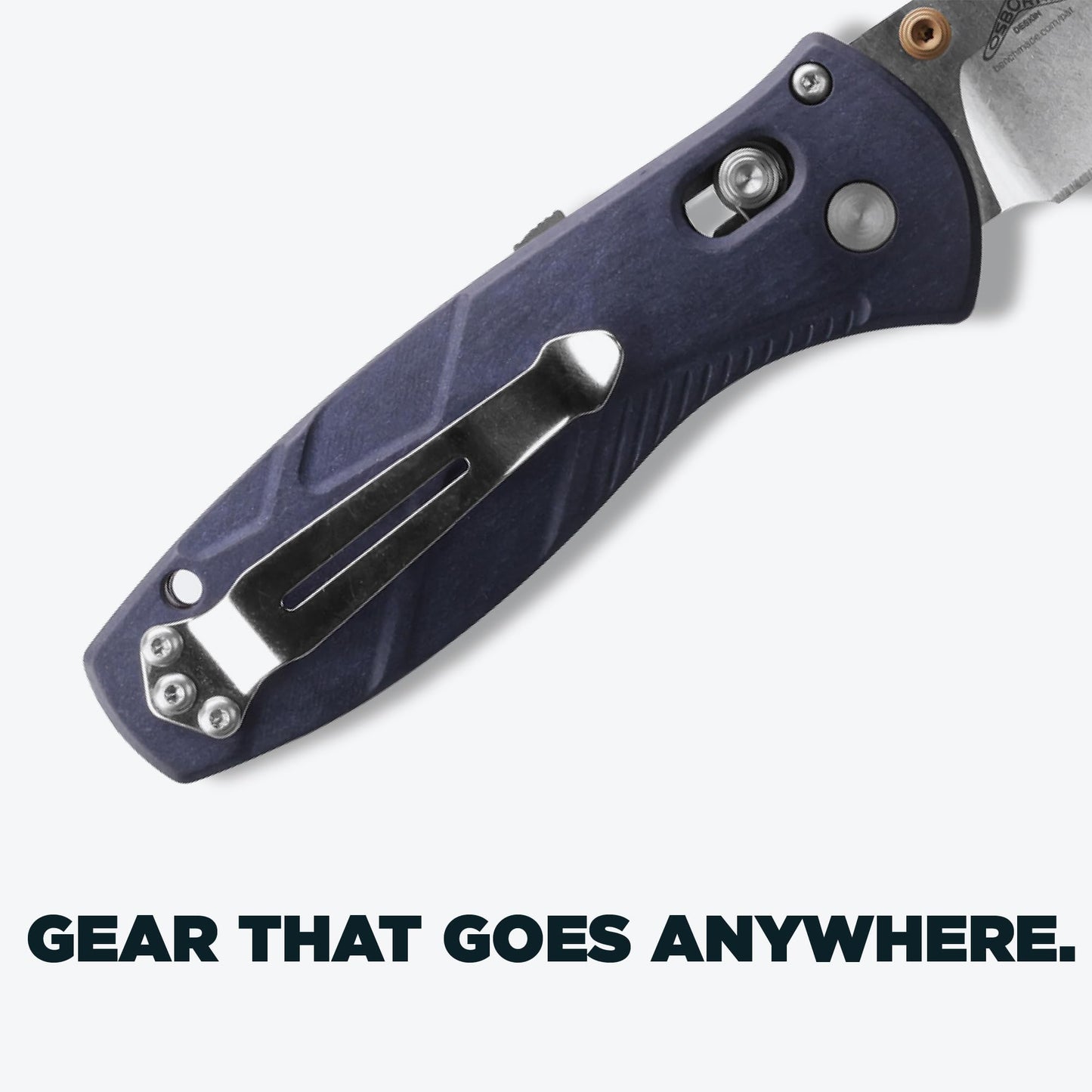 Benchmade - Mini Barrage 585 EDC Knife, Drop-Point Blade Blue Canyon Richlite Handle (585-03)
