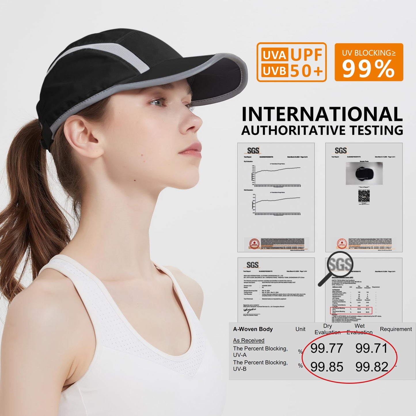 GADIEMKEN 2 Pack Foldable Sports Sun Hat for Men & Women, UPF50+ Protection, Quick Drying, Summer Hiking & Running Hat, Black & Dark Grey