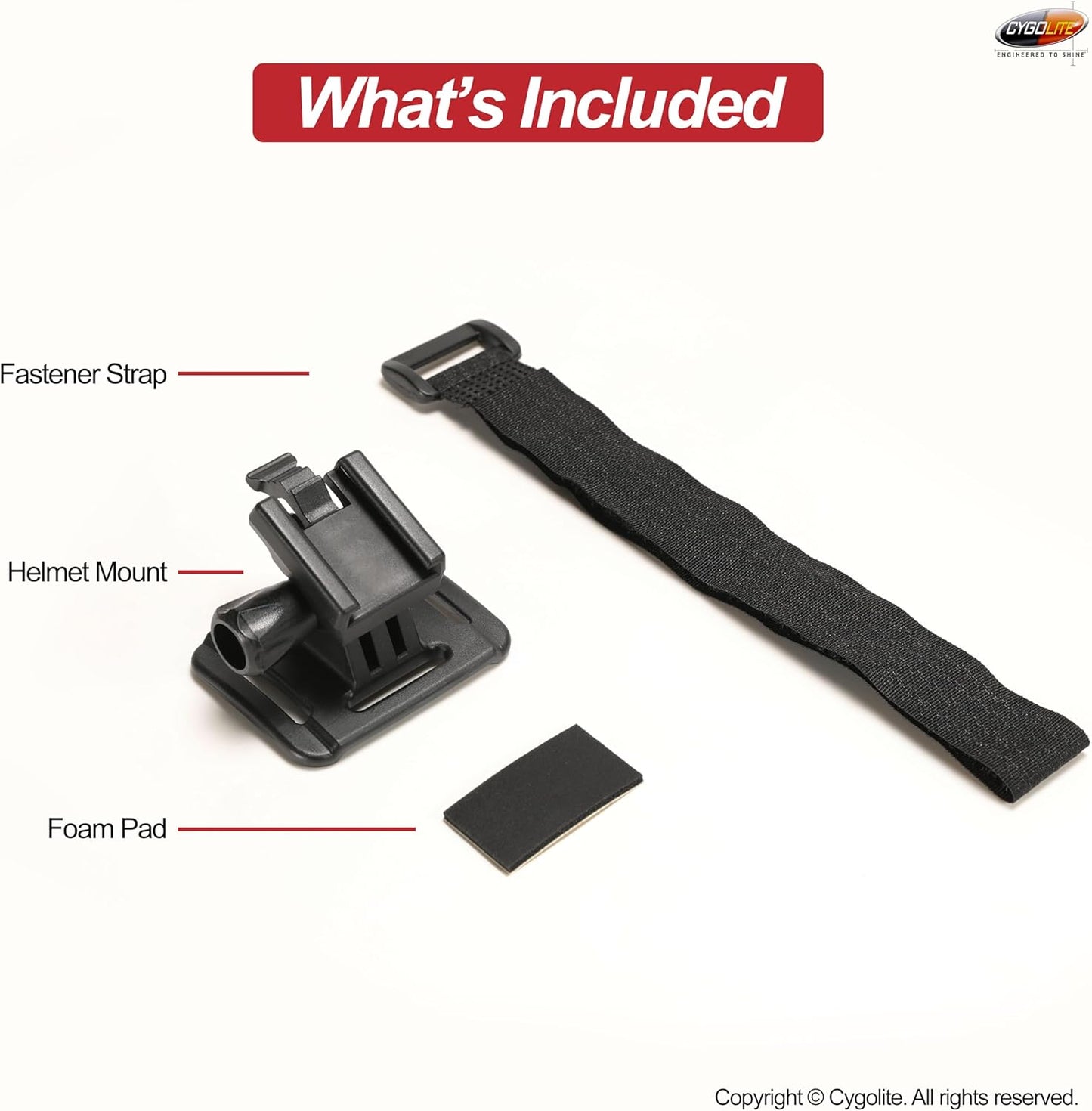 Cygolite Helmet Mount Kit for Ranger, Expilion, Metro, Streak Series Bike Lights, Black, Compact (HLMT-DCV12)