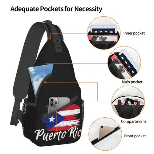 MANQINF Puerto Rico Casual Daypack Bag Puerto Shoulder Bag Chest Bags Picnic Crossbody Bag Travel Hiking
