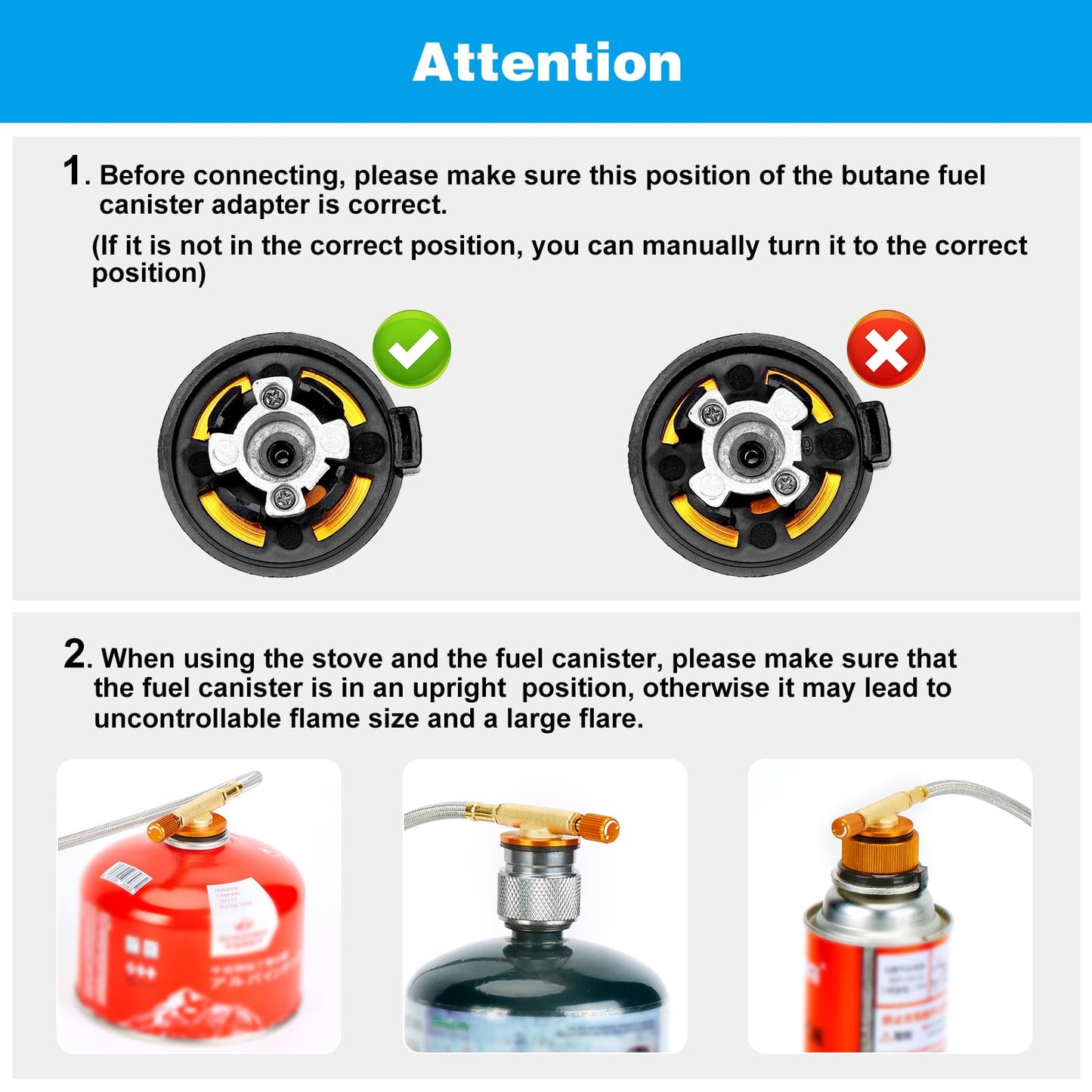 WADEO 6800W Windproof Camping Stove, Backpacking Stove with Piezo Ignition and Fuel Canister Adapters, Camping Gas Stove for Outdoor Backpacking Hiking and Picnic