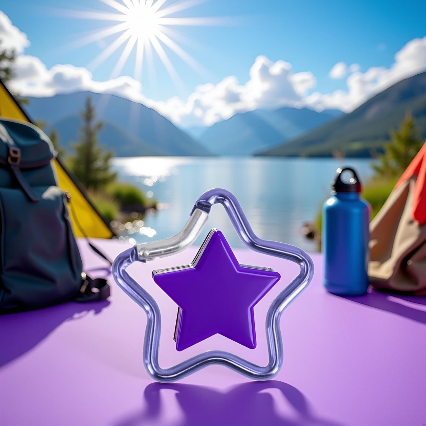 1 Pcs Purple Carabiner Clip Star Shaped Climbing Buckle Aluminum Alloy Heavy Duty Keyring Hook for Camping Fishing Hiking Traveling Aluminum Key Chain Clip, Keychain Carabiners,Accessories