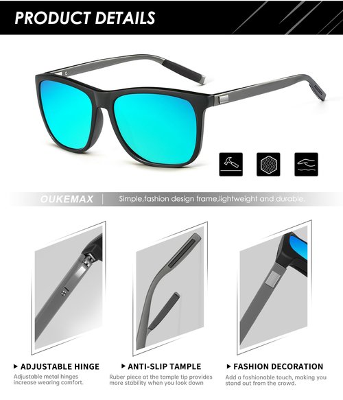 OUKEMAX Mens Sunglasses Polarized for Men Women Polarized Sunglasses with UV400 Protection for Driving Fishing Running