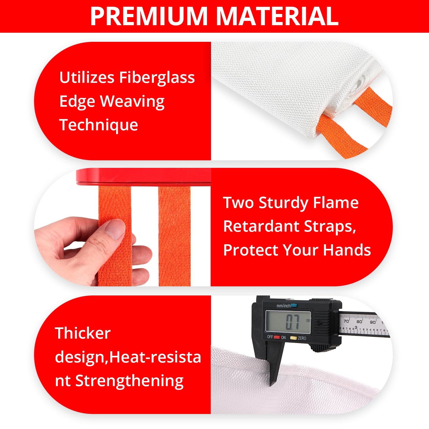 SecuCaptain Emergency Fire Blanket for Home - 2 Pack 60"x60" X-Large Flame Retardant Blankets with Fireproof Tabs for House Camping Kitchen Fire Protection Survival Safety