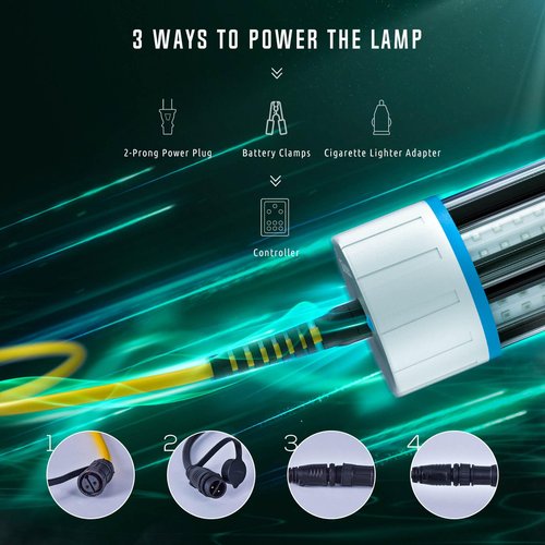 Tendelux Underwater Fishing Light with Controller (Dimmer & Timer), 110V & 12V Super Bright Green LED Submersible Light Attractants for Docks, Boats or Kayaks, IP68 Rated for Fresh & Salt Water