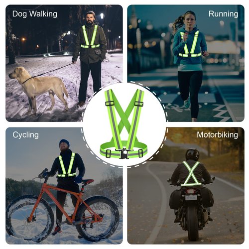 Astini Reflective Vest Running Gear 2Pack, High Visibility Adjustable Safety VES for Night Cycling,Hiking, Jogging,Dog Walking