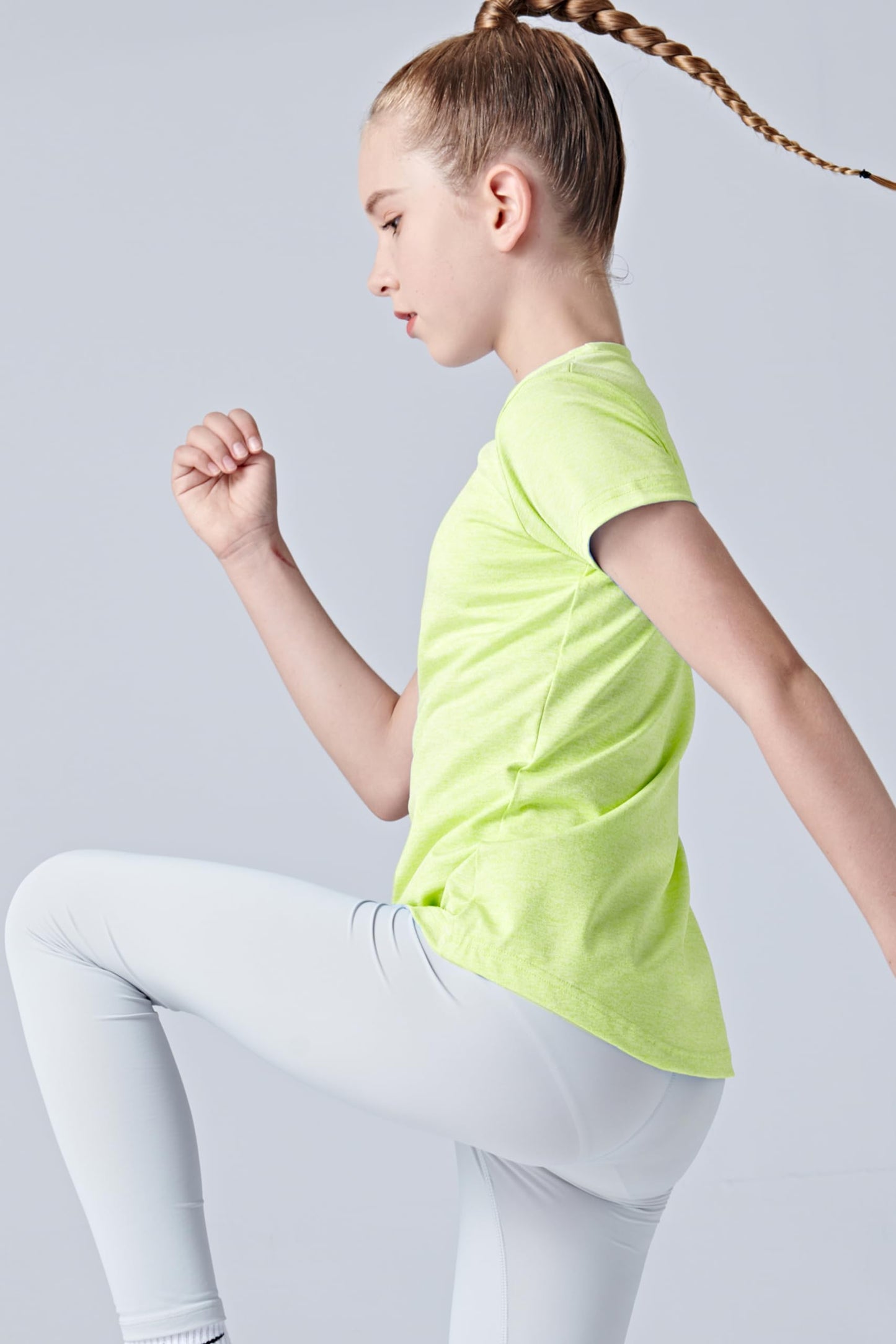 4 Pack: Youth Girls Athletic Shirts, Short Sleeve Dry Fit Apparel Tech Tshirts, Sports Activewear for Kids Teens (Set 3, Large)