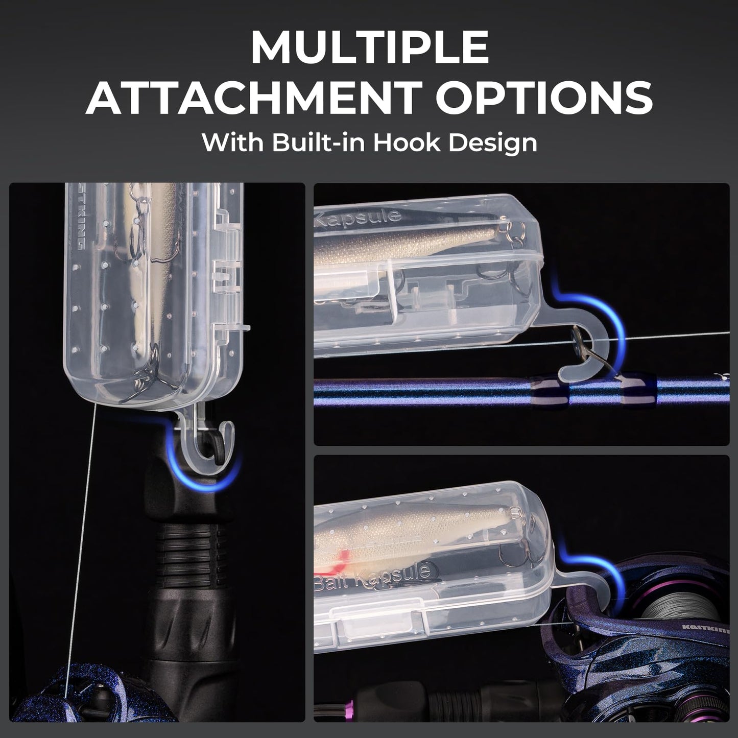 KastKing Bait Kapsule – Lure Cover with Vent Holes, Protects Hooks, Multiple Sizes (S, M, L, Jumbo,Drop Shot) - Multiple Attachments for Freshwater & Saltwater Fishing Gear. Patent Pending.