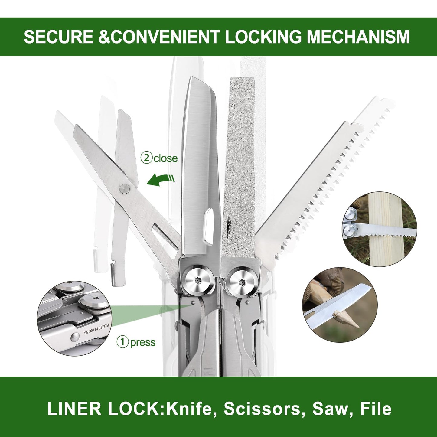 NexTool Multitool, 19 in 1 Multitool Pliers, Stainless Steel Multi Tool with Safety Locking, Foldable Multitools with Scissors, Can Opener, Screwdrivers, Saw for Camping Survival Hiking, Gifts for Men