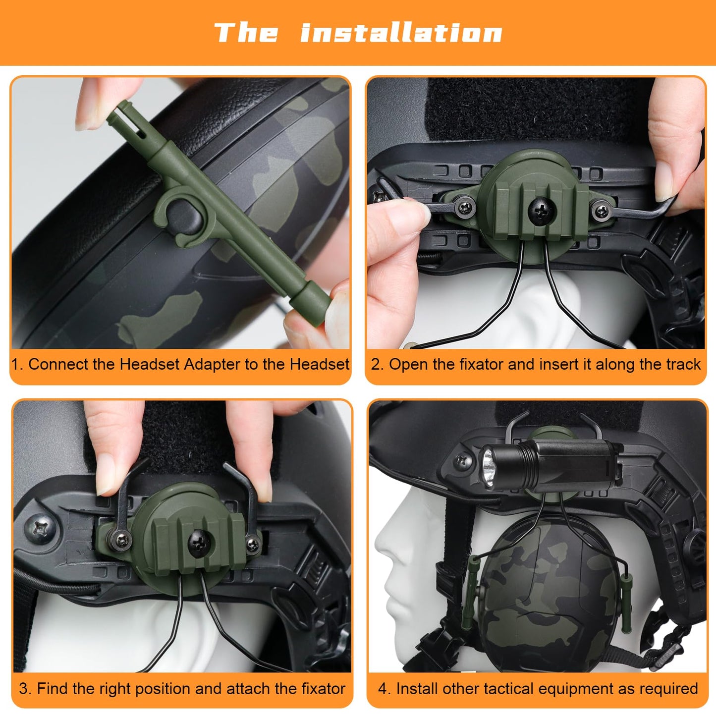 Qavctw Tactical Helmet Rail Headset Adapter Suspension Bracket for Airsoft Ear Protection Fast ARC Rail System