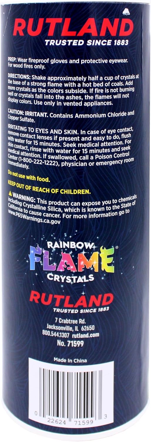 Rutland Rainbow Flame Crystals, Magical Multi-Colored Fire, 1 lb. Canister