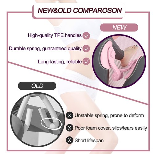 Thigh Exerciser 35lb Pelvic Floor Muscle Repair Trainer Kegel Exercise Inner Thigh Exercise Workout Equipment Kegel Pilates Train for Home Workouts Hip Under Desk Exercise Men Women Pink with Band
