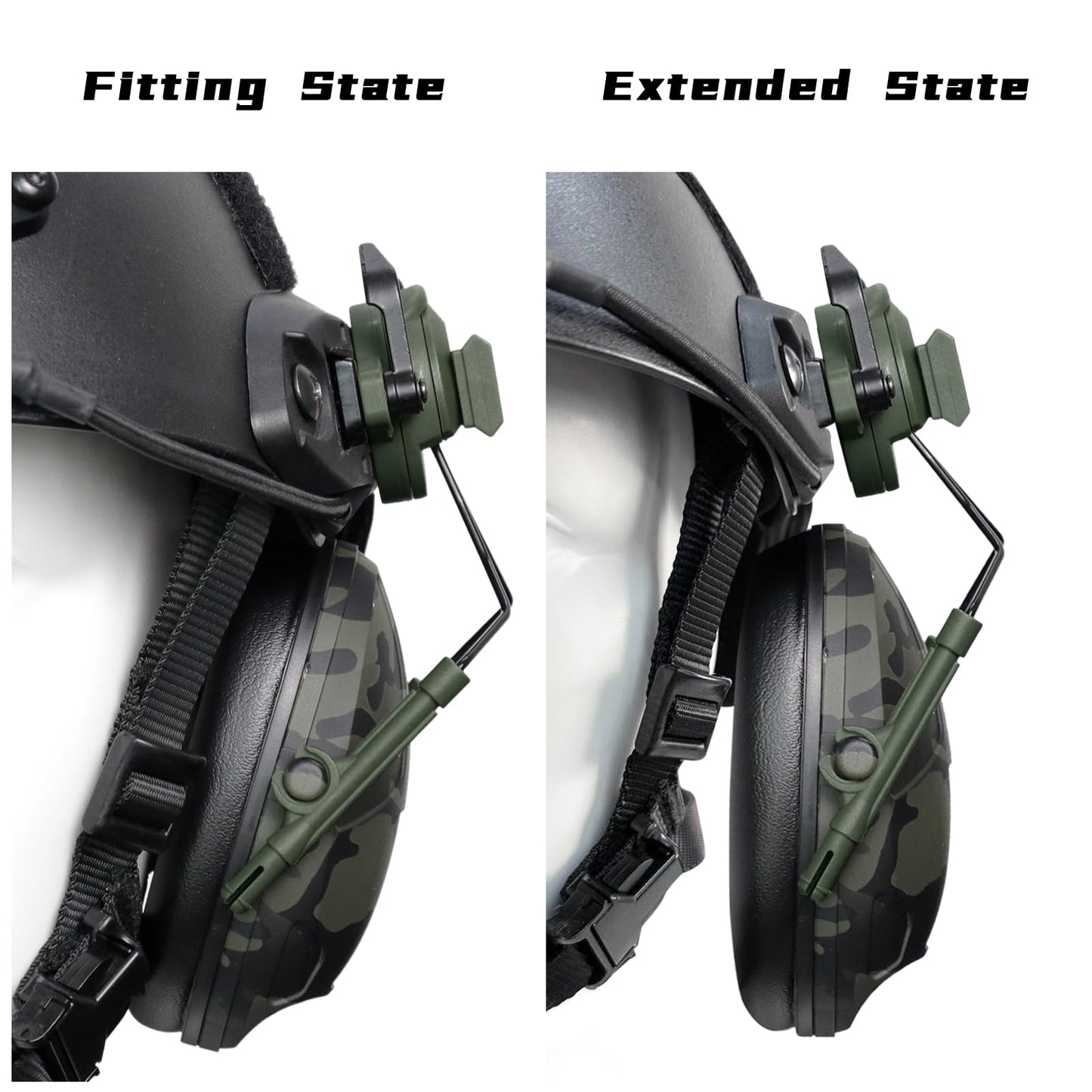Qavctw Tactical Helmet Rail Headset Adapter Suspension Bracket for Airsoft Ear Protection Fast ARC Rail System