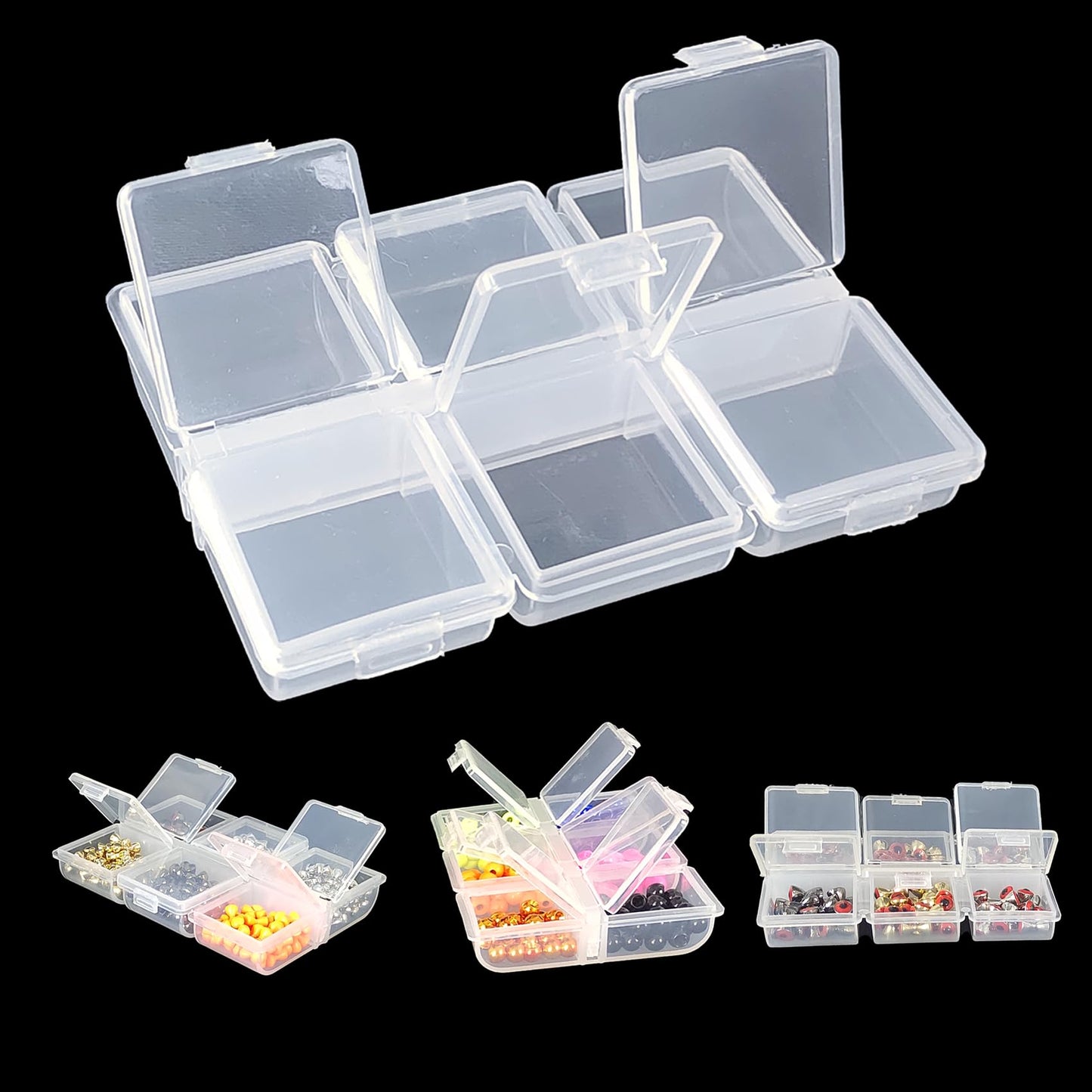 2PC-Aventik Fishing Tackle Box Tackle Utility Boxes Plastic Box Storage Organizer Fishing Storage(Hook box-6C)