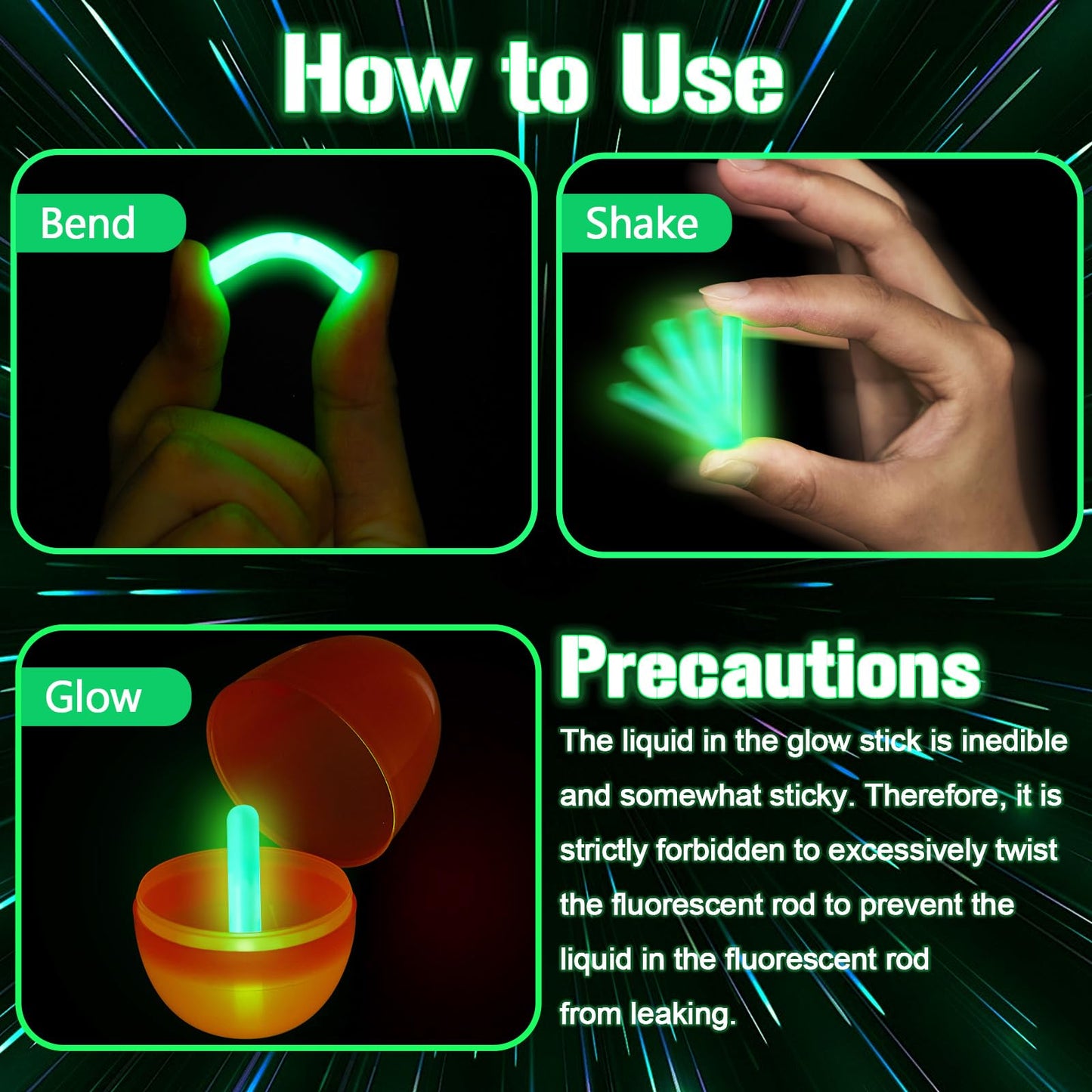 Jenaai 500 Pcs Fishing Glow Sticks Bulk for Bobbers Mini Glow Stick Rod Tip for Fishing Poles Small Glow Sticks for Night Fish Easter Eggs Easter Basket Stuffer(1.5 Inch,Green)