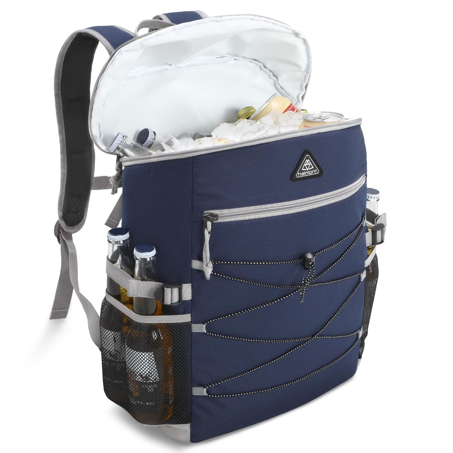 Haimont Insuated Backpack 35 Can Leakproof Thermal Lunch Cooler Backpack for Men Women, Lightweight, Navy Blue, New Version