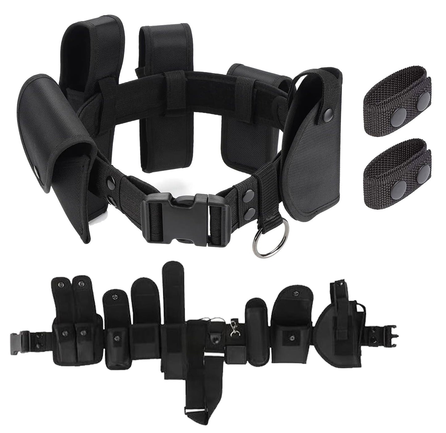 10 in 1 Utility Tactical Belt Modular Equipment System Outdoor Waist Bag Patrol Equipment for Police Guard Law Enforcement Security Hunting with 9 Components Pouches
