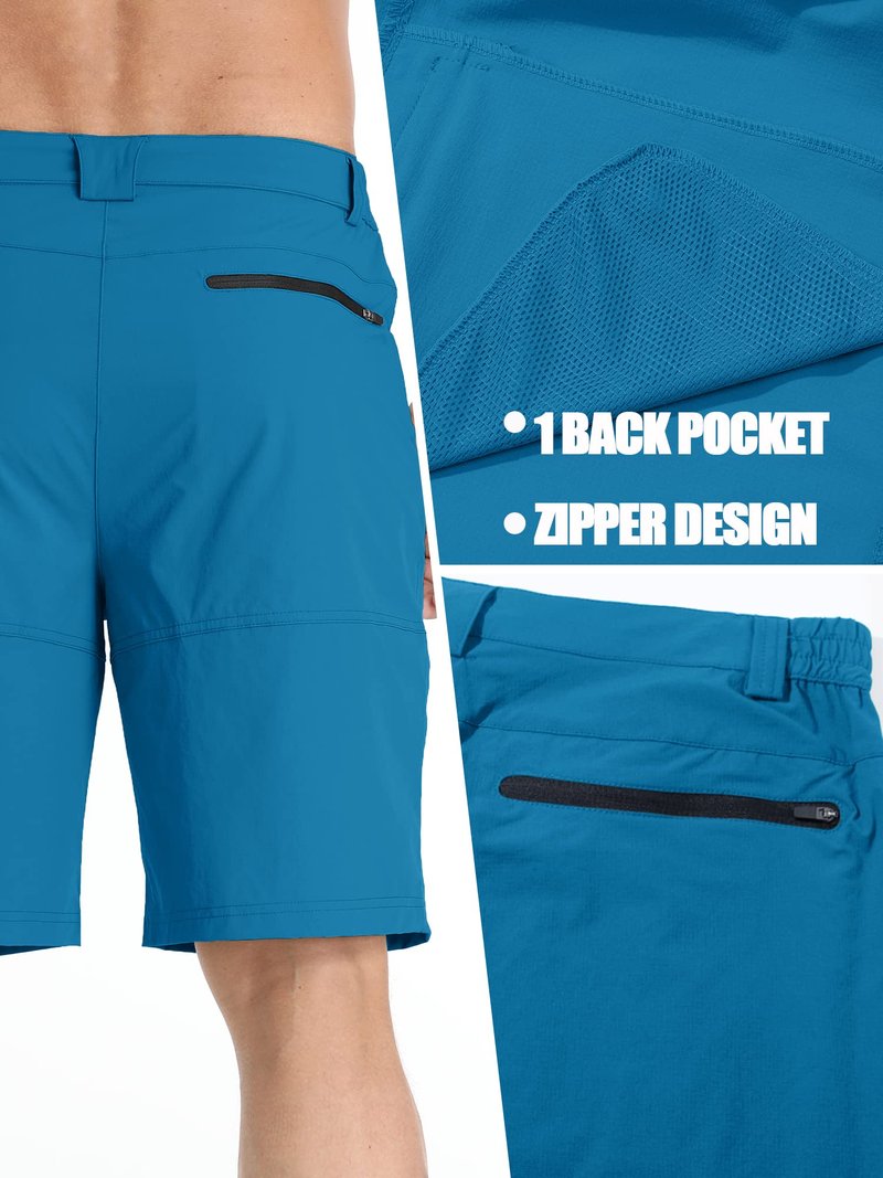 TACVASEN Mens 10" Hiking Shorts Outdoor Lightweight Quick Dry Summer Casual Dress Fishing Shorts with Zipper Pockets Blue Green 30