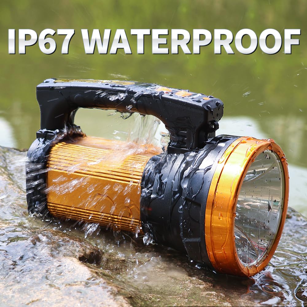KINQILIN 1800LM Rechargeable Spotlight 13600mAh Spotlight Flashlight 80H Long Lasting IP67 Waterproof 3 Modes Spot Light for Outdoor Camping Home Emergency