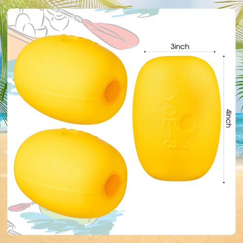 Poen 6 Pcs Buoys Float Rope Floats Marine, 4" x 3", 4/5" Hole Deep Water Fishing Marker Buoys Anchor for Boat Swimming Pool Kayak Trail Dock Crabbing Skiing Marine, Yellow