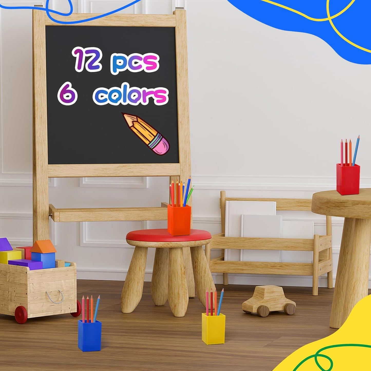 Sherr 12 Pack Back to School Supplies Rainbow Colors Pencil Holder First Day of School Party Acrylic Crayon Organizer for Supplies Gifts Student Desk Organizer
