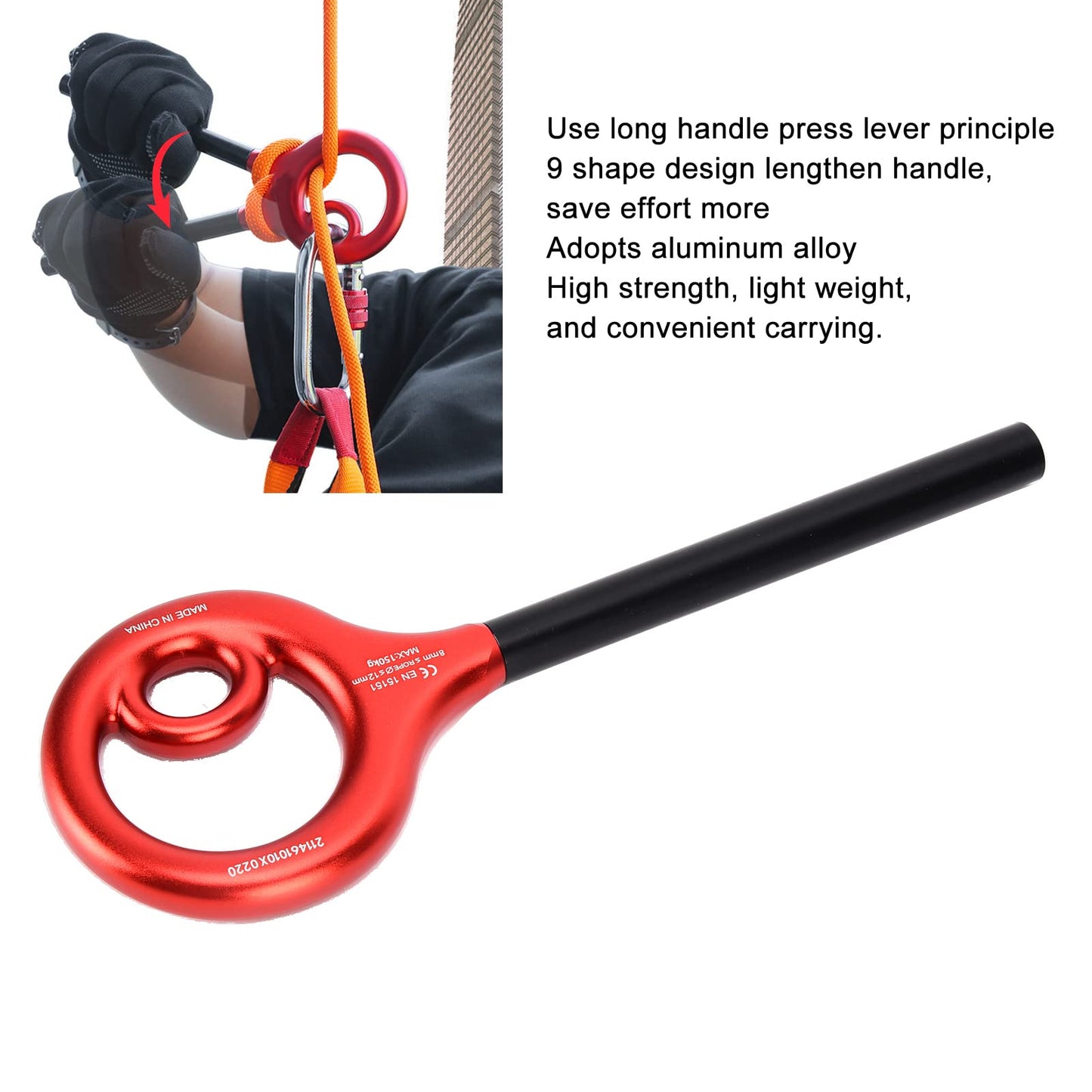 KLLJRFW 9 Rescue Figure 9 Shape Rigging Descender Anti Falling Outdoor Rock Climbing Speed Descent Equipment for Rock Climbing (Red)