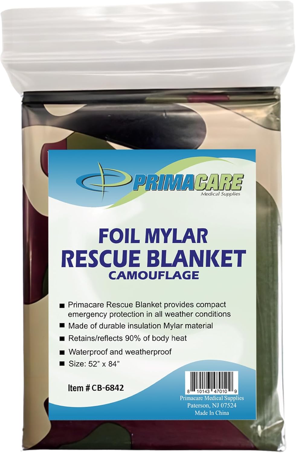 Primacare HB-10 Emergency Mylar Thermal Blankets – 10 Pack, 84" x 52", Silver – Reflective, Waterproof, Retains 90% Body Heat – for Survival, First Aid, Outdoors, Camping, EMS
