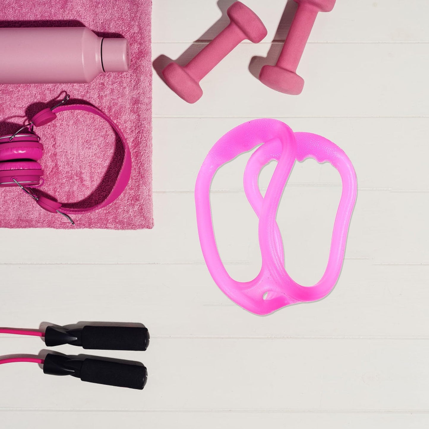 Kisangel Silicone Yoga Tension Band, Figure 8-Shaped Elastic Pull Rope, Multifunctional Resistance Bands for Fitness, Chest, Arm, Shoulder Stretch, Portable and Compact, Pink
