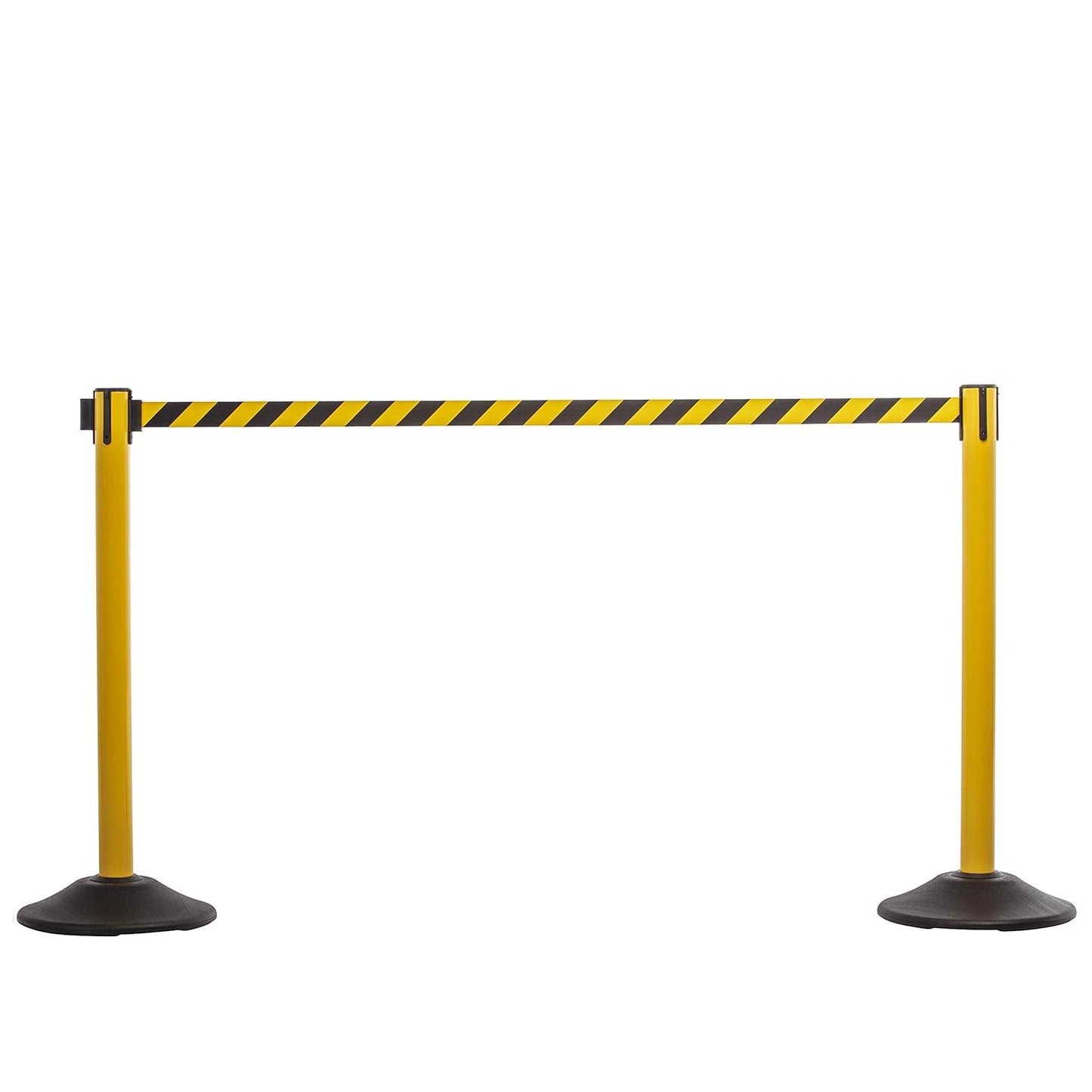 US Weight Black Heavy Duty Premium Steel Stanchion with Black 7.5-Foot Retractable Belt, 2 pack