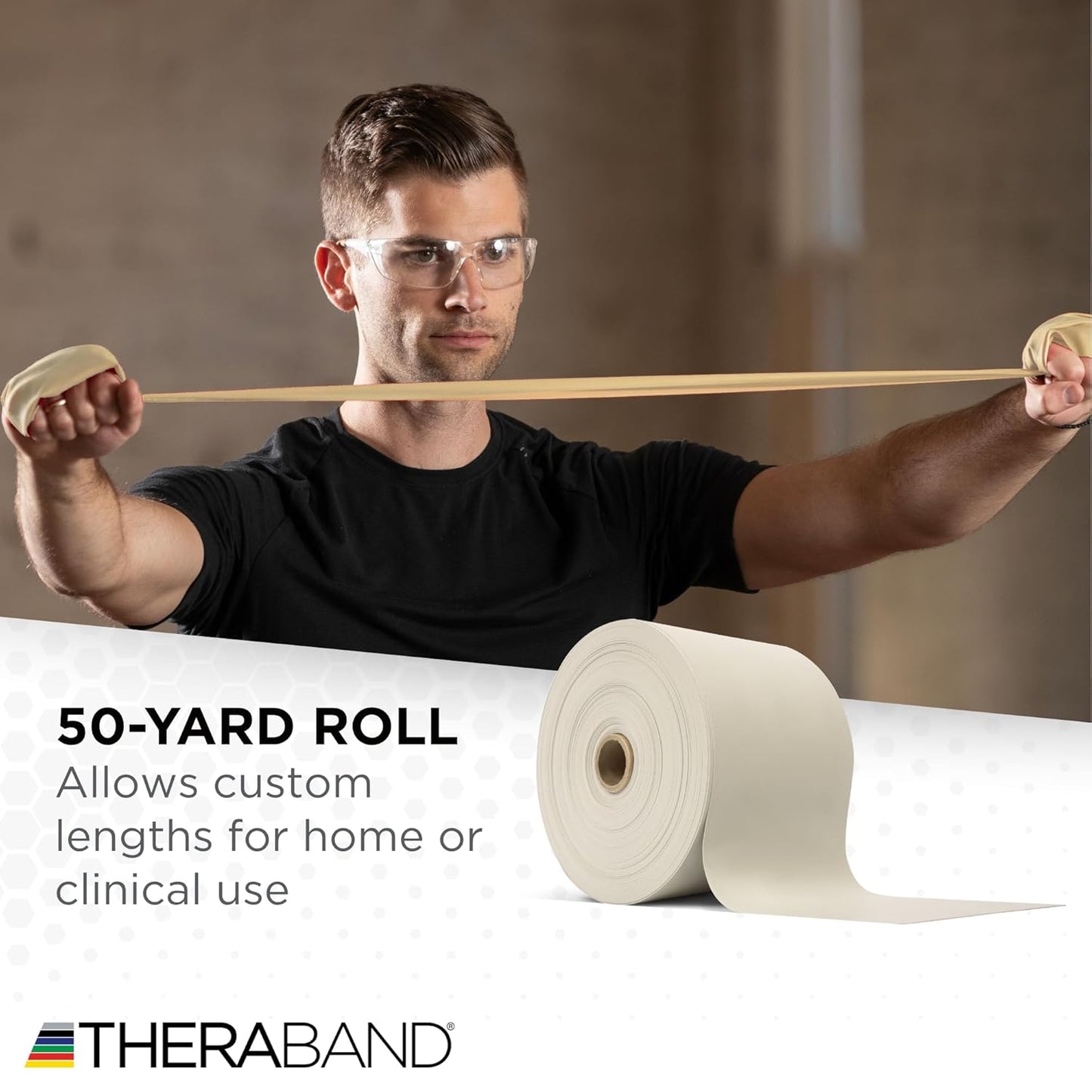 THERABAND Resistance Band, Green, Heavy, 50-Yard Roll, Latex Elastic Band for Exercise, Stretching, Physical Therapy, Yoga, Pilates, Home Workouts, Cut-to-Length, Color-Coded Levels