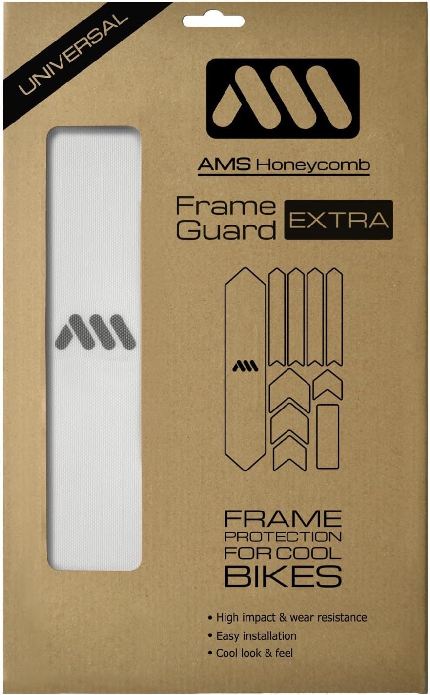All Mountain Style Bike Frame Protector Extra - Universal Fit, 10-Piece Set for Down Tube, Chainstay, Cable Wear, High-Impact Honeycomb PVC