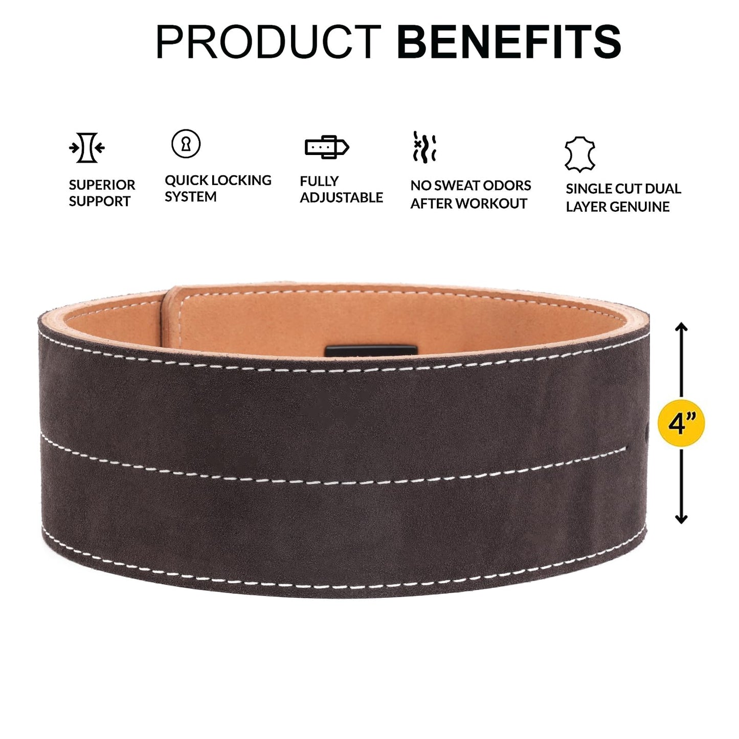 10MM Weight Power Lifting Leather Lever Pro Belt Gym Training Black-Weightlifting Belt for Men and Women – Power Lifting Workout & Squats Exercise