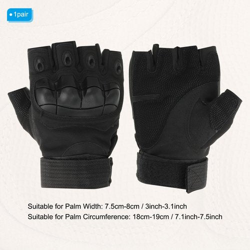 PATIKIL Men's Outdoor Fingerless Gloves, Half Finger Gloves Breathable Workout Gloves for Climbing Cycling Hunting, Black, M