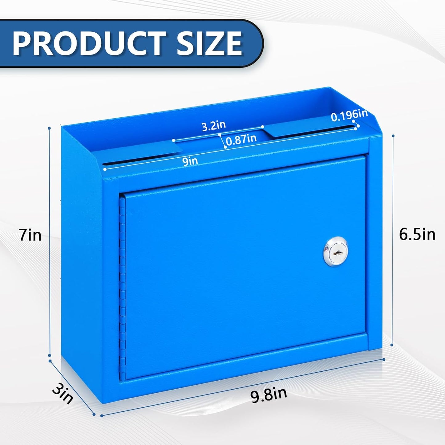 KYODOLED Suggestion Box with Lock and Slot, Small Locking Mailbox for Office, Wall Mount Safe Money/Key Drop Box with 50 Free Suggestion Cards, 9.8" W x 3" D x 7" H, Black