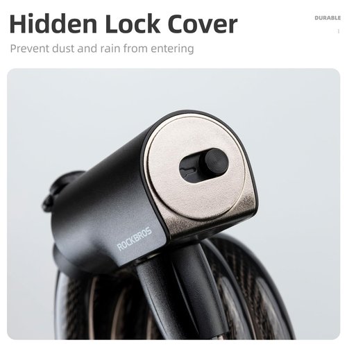 ROCKRBOS Bike Cable Lock with Keys, 2 Keys & 1 Mount Bracket, ABS Lock Shell, Cable Lock for Bike/Gate/Scooter