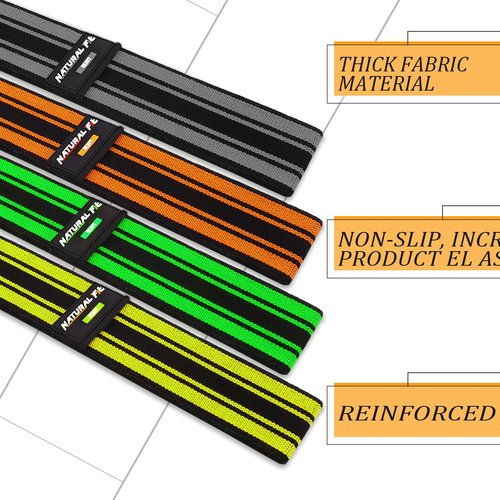 Resistance Bands, Exercise Workout Bands for Legs and Butt, Fabric 6 Set of Stretch Bands for Women and Men, Exercise Loop Bands Yoga, Pilates, Rehab (Yellow,Green,Orange,Grey)