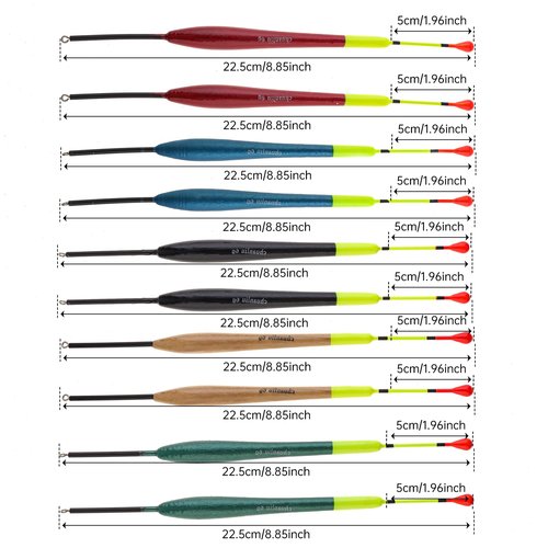 OriGlam 10pcs Fishing Floats and Bobbers, 5 Colors Fishing Floats Fishing Bobber, Fishing Floats Wood Slip Fishing Bobbers Slip Floats Accessories for Catfish Trout Bass