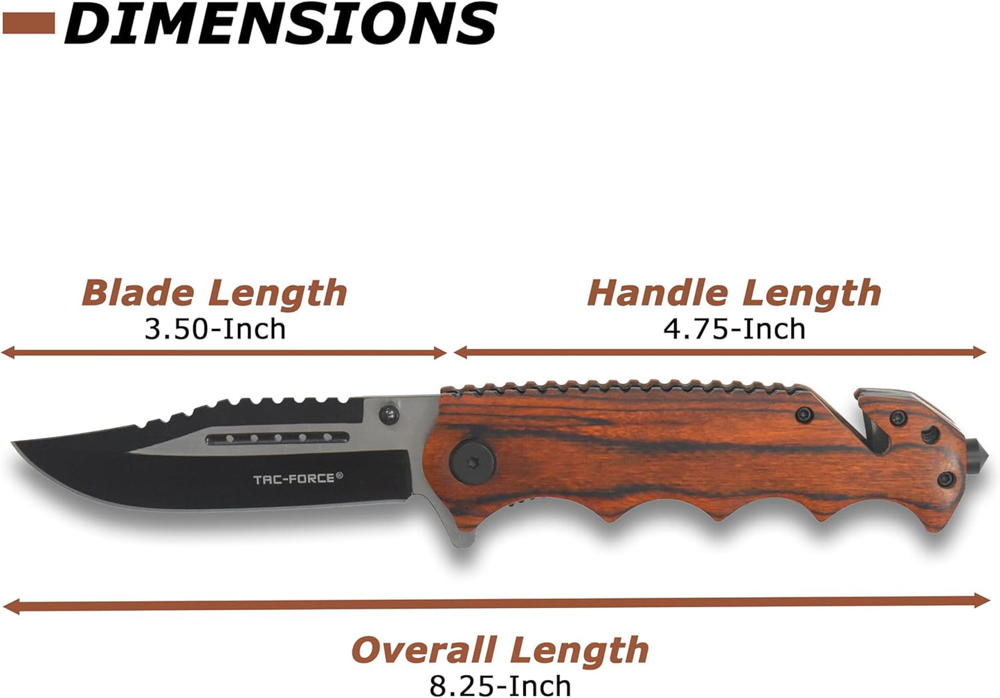 TAC Force TF-809 Series Spring Assist Folding Knife, Two-Tone Blade, 4.5-Inch Closed