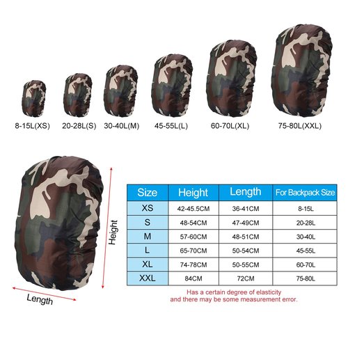 PATIKIL 20-28L Waterproof Rucksack Cover, Non-Slip Backpack Rain Cover for Travel, Hiking, Camping, Climbing, S, Classic Camo
