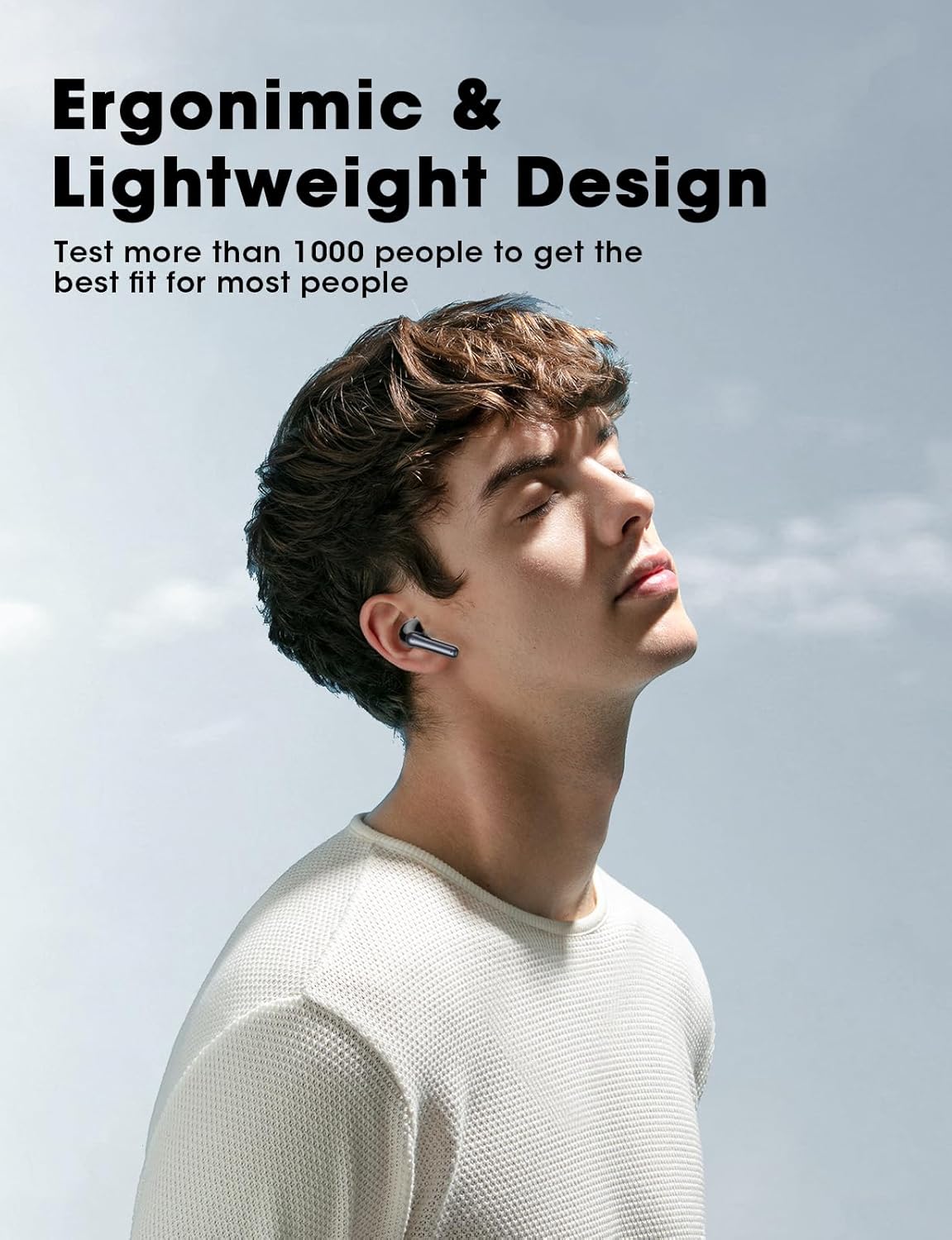 ZZU Wireless Earbuds, Bluetooth Ear Buds with Big Bass Stereo Sound, 48 Hours Playtime, Lightweight in-Ear Fit Earphones, IPX7, Hands-Free Calls with AI for iPhone, Android, Pad, Sports, Workout