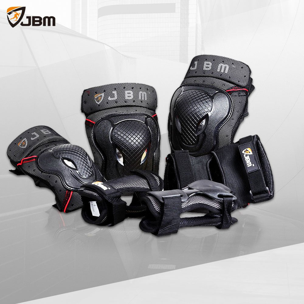 JBM Teenager Adult Bike Knee Pads and Elbow Pads with Wrist Guards Protective Gear Set for Biking, Riding, Cycling and Multi Sports Safety Scooter, Skateboard, Bicycle