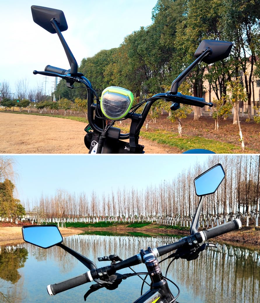 DRCKHROS Bike Mirror Handlebar Mount E-bikes Bicycle Mirrors, Anti-Shake 360° Rotatable High-Definition Shockproof Explosion-Proof Wide-angle Rear View Convex Mirror for bike bicycle ebike