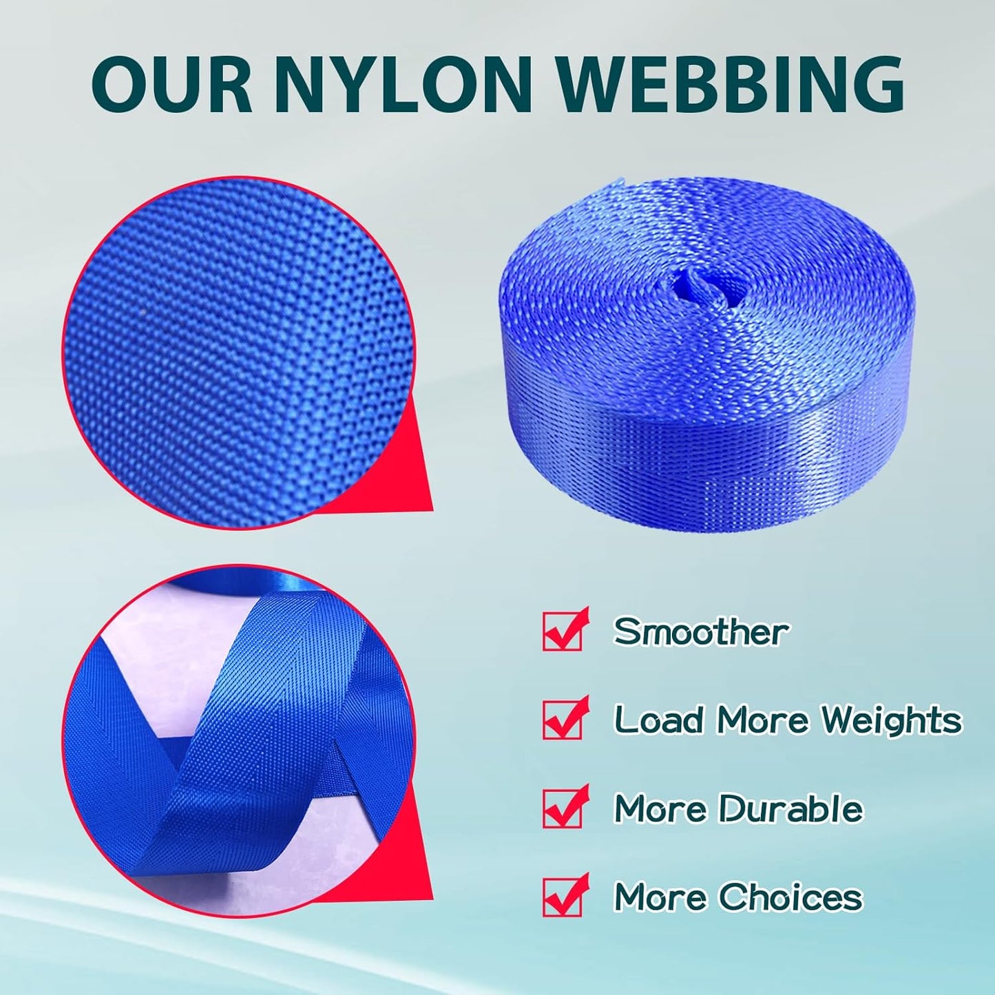 12 Rolls Nylon Webbing 1 inch 1.5 inch 2 inch Nylon Strap Webbing Straps Backpack Straps Nylon Belt, 10 25 50 3.3 Yards Webbing Strapping
