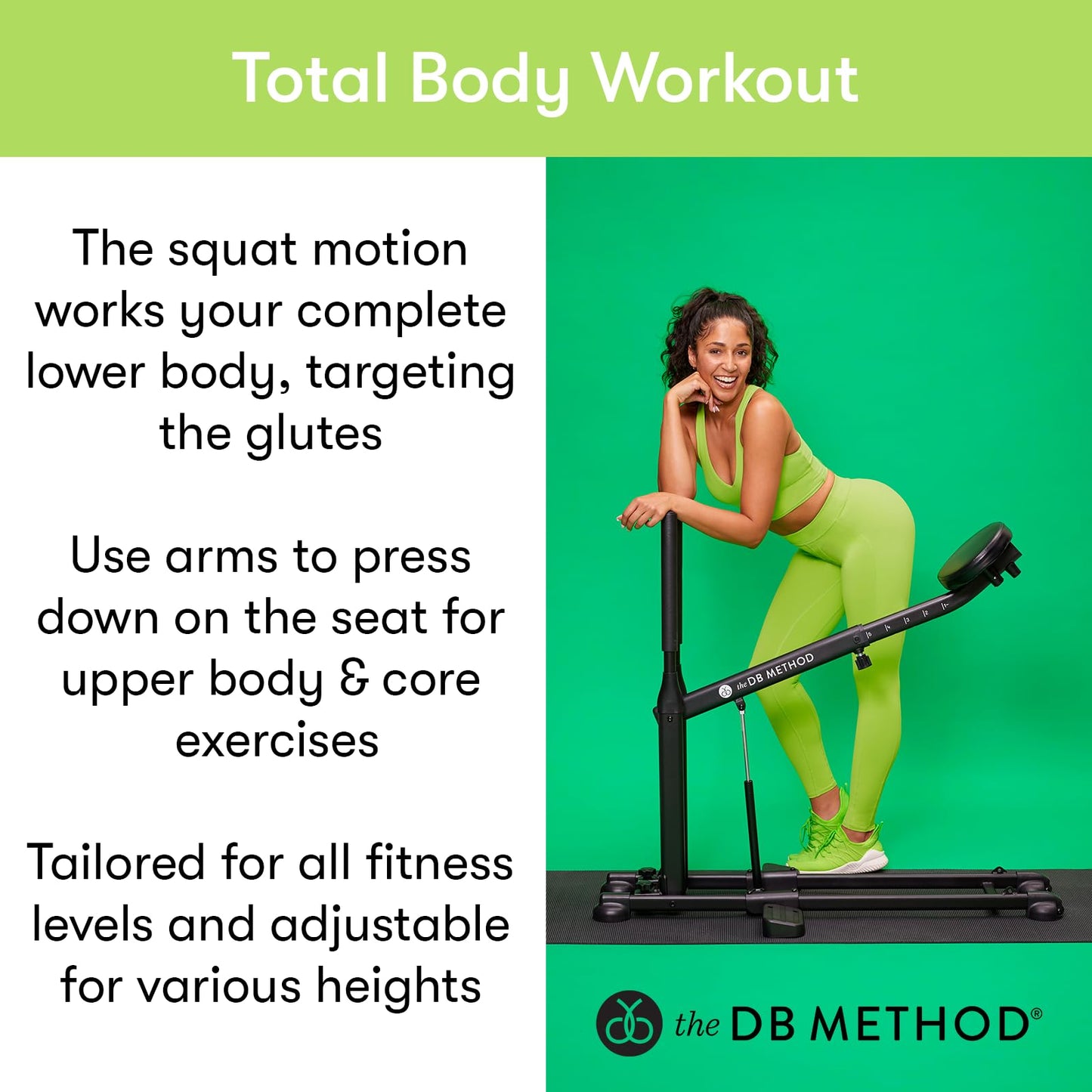 The DB Method Squat Machine with Phone Mount, Workout Equipment for Home Gym, Exercise Leg and Glutes, Low Impact Lower Body Fitness Workouts, Training for Total-Body, Easy Setup, Foldable for Storage