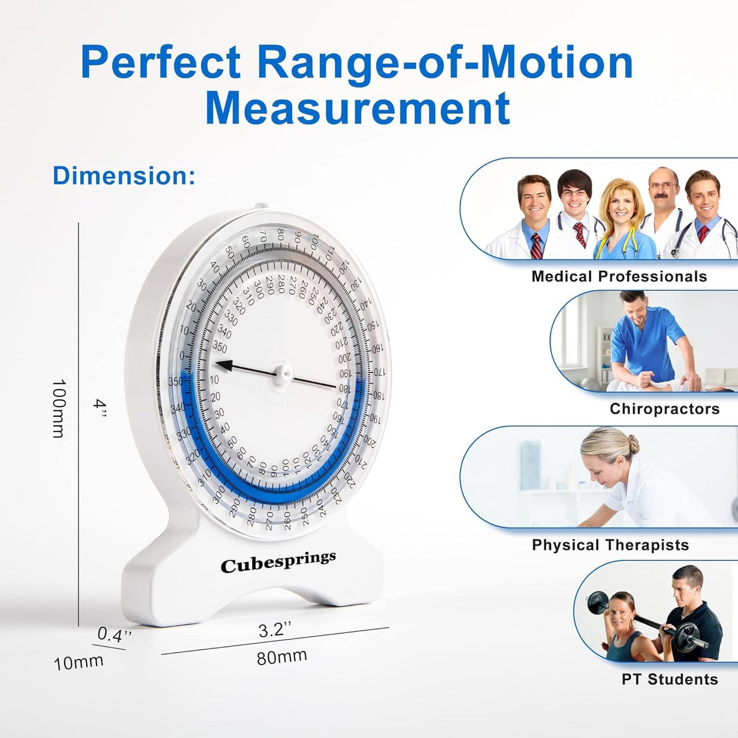 Cubesprings Inclinometer Physical Therapy - Accurate Range of Motion (ROM) Measurement Leak-Proof Construction- Easy to Use Inclinometer for Physical Therapist or Student
