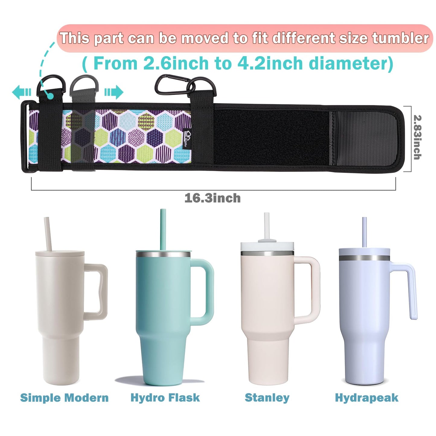 WK IEASON Water Bottle Handle Shoulder Crossbody Strap Shoulder Strap for Stanley Tumbler 30-40OZ with Straw Cover & Carabiner for Stanley Cup Accessories