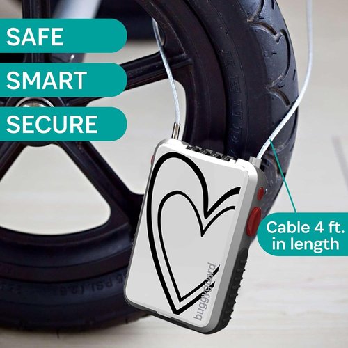 Buggygear Stroller Lock - Anti-Theft Retractable Combination Chain Cable Locks, Thin, Lightweight Safety Padlock for Essentials & Accessories - Strollers, Buggies, Skis, Bikes & Bicycles